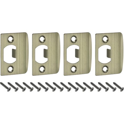 4Pcs Pièce de Rechange pour Plaque de Serrure, 57mm x 45mm en Acier Inoxydable Plaque de Frappe de Verrou de Pêne Dormant pour Cadre de Porte Montant de Porte, Bronze (1/5)