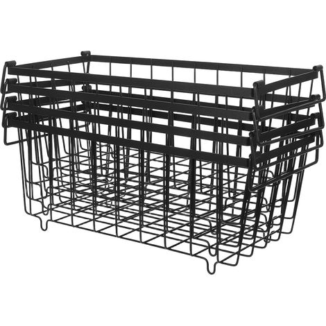 Panier pour Congélateur Coffre en Fer Noir, Lot de 4 avec PoignéesOptimisation de L’espace, Usage Frigo et Garde manger, Format Polyvalent, Rangement Organisé au Quotidien (1/5)