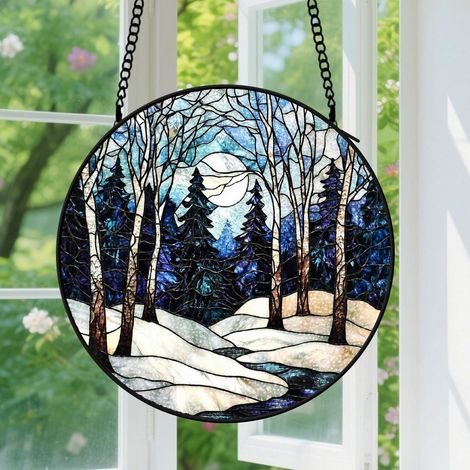 9cm Suspension en vitrail, attrape-soleil artistique pour maison, décoration intérieure colorée, cadeau Anniversaire pour femme, homme, maman, tante (1/5)