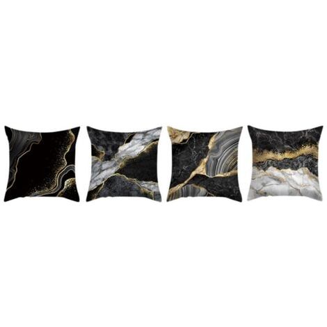 Sollbry Housses de coussin en or noir Coussins de canapé pour salon 18x18 Lot de 4 coussins de canapé abstraits en marbre Coussins décoratifs pour canapé-lit Salon Canapé Housses de coussin de voiture (1/4)