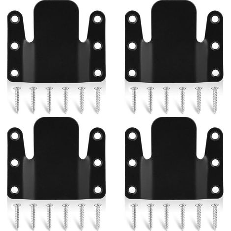 FOGCITY Lot de 4 connecteurs de canapé sectionnel avec 24 vis, clips de canapé sectionnel, connecteurs de meubles pour canapé, inclinable, chaise, chaise longue (noir) (1/5)