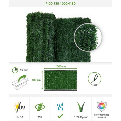 Künstliche Hecke 10m PICO H.180 cm PVC 129 Stränge
