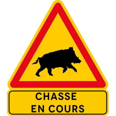Signaletique.Biz France – Panneau de signalisation chasse en cours 70x80cm – Comacel 5mm rétro réfléchissant – Résistant aux intempéries – Sécurise zones de battue