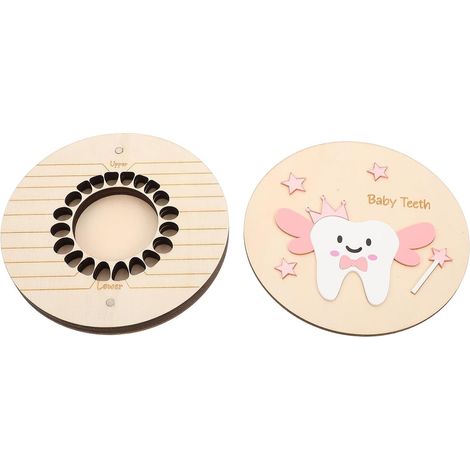 Boîte Souvenir Dents de Lait en Bois Rose 14x14cm pour Garçon et Filles (1/5)