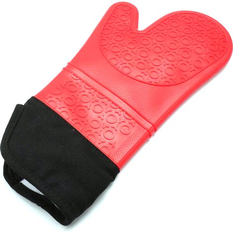 Manique silicone thermorésistante anti-dérapante pour four micro-ondes casserole poêle barbecue cuisine cuisson rouge (1/3)
