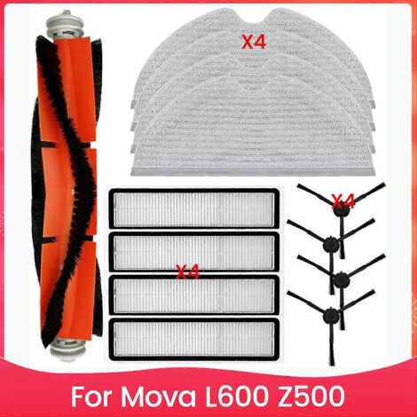 Pi��ces de rechange pour aspirateur robot Mova L600 Z500 : brosse lat��rale principale, filtre HEPA et lingette de nettoyage