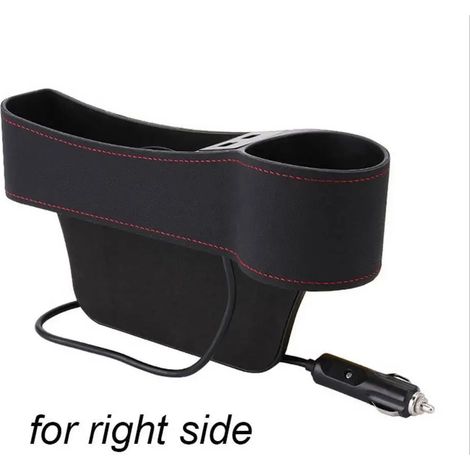 (À droite) Organiseur latéral de console centrale avec rangement pour téléphone portable, portefeuille, cartes et clés, comblement d'espace entre le siège et le siège en cuir, chargeur USB intégré, po (1/5)
