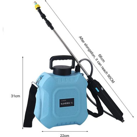 Pulvérisateur électrique d'épaule (Bleu 5L) 5L pour pesticides, brumisateur automatique pour plantes, pulvérisateur d'eau de jardin rechargeable par USB, pulvérisateur agricole (1/5)