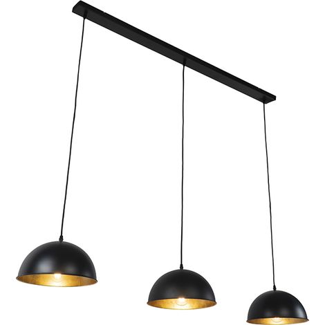 QAZQA Lampada a sospensione tavolo soggiorno magnax - Industriale - Acciaio - Nero - Oblungo E27 Max. 3 x 7 Watt