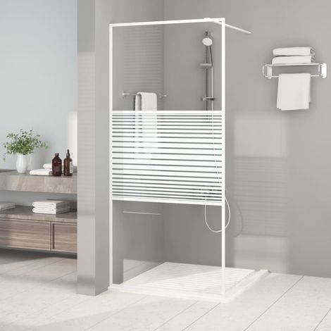 vidaXL Parete Doccia Walk in Bianca 90x195 cm Vetro Trasparente ESG (1/5)