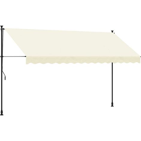 Toldo retráctil de tela y acero crema 350x150 cm vidaXL