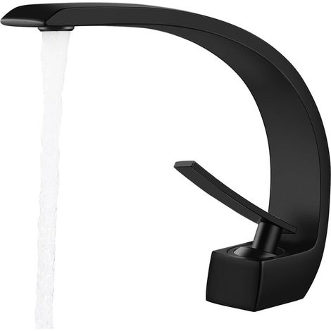 Robinet de Salle de Bain Noir Mitigeur de Lavabo en Laiton Froid et Chaud pour Salle de Bain, Toilettes ou Toilettes d'Invités (1/5)