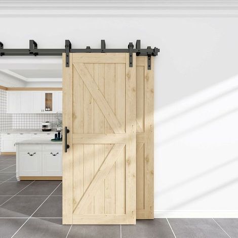 HONORNIC - Poignee Porte, 30cm/11“ Rétro Poignée de Porte Coulissante Noir en Acier Inoxydable Tirer et Rincer la Sets de poignées pour Porte (1/4)