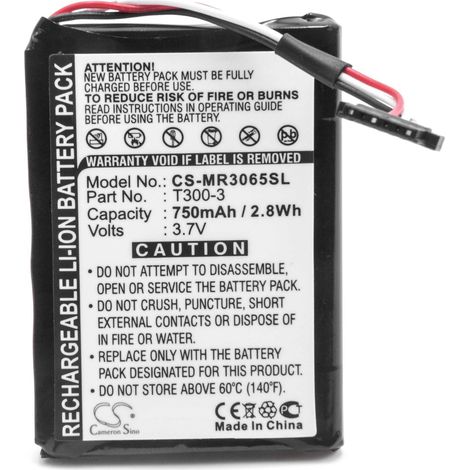 vhbw 1x Battery Replacement for Magellan T300-3 for GPS Navigation System Sat Nav (750mAh, 3.7 V, Li-Ion)