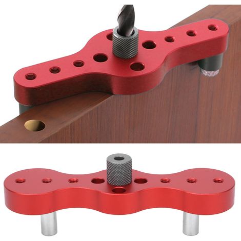 Gabarit de perçage pour tourillons de menuiserie, en alliage d'aluminium, outil d'ouverture de trous 6/8/10 mm, rouge (1/5)