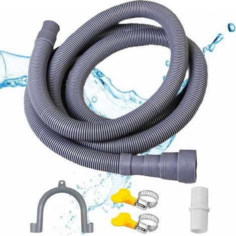 3m de Raccordement Machine à Laver, Tuyau Vidange Machine a Laver, Tuyau Lave Linge,avce Support en U,Colliers et Tuyau Raccordement Rallonge Tuyau Lave Vaisselle Tuyau Évacuation Eau (1/5)