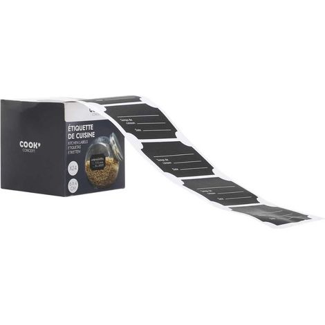 Set de 48 étiquettes autocollantes noires (6x4 cm) pour bocaux de cuisine