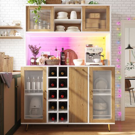 Aparador mueble cocina con LED y botellero 120 cm OKMYHOME (1/5)