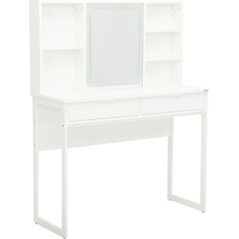 Consola de maquillaje Corinne 100x40x127 cm blanca con espejo LED (1/3)