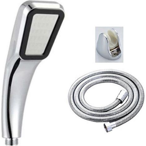 Pommeau de douche 300 trous, économie d'eau, haute pression, à main, rectangulaire, accessoires de douche de salle de bain (support de tuyau pour pommeau de douche) (1/5)