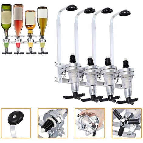 Distributeur d'alcool mural 4 bouteilles pour bar, ensemble de majordome, 30 ml (1/4)