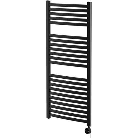 Columbus Colore Matt Black 1200mm x 600mm Curved Digital Thermostatic Electric Heated Towel Rail (1/5)