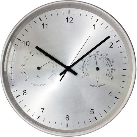 Orologio da parete muro con calcolo temperatura e umidità silver da cucina ufficio salone new d 30 moderno forma particolare (1/5)