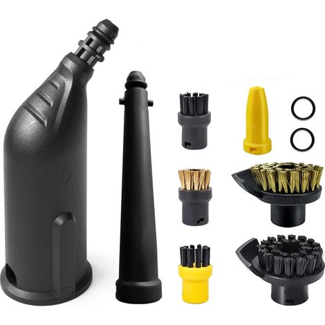 10 Accessoires de nettoyeur vapeur, Buse allongée, Brosse ronde nylon, Outil fente, Joint, Pour Kärcher SC1-SC5 (1/5)