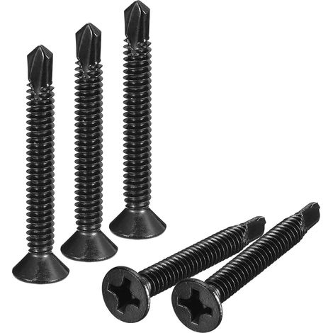 100pcs 12 x 2" Feuille Métal Vis Noir Oxyde 410 Inox Acier (1/5)