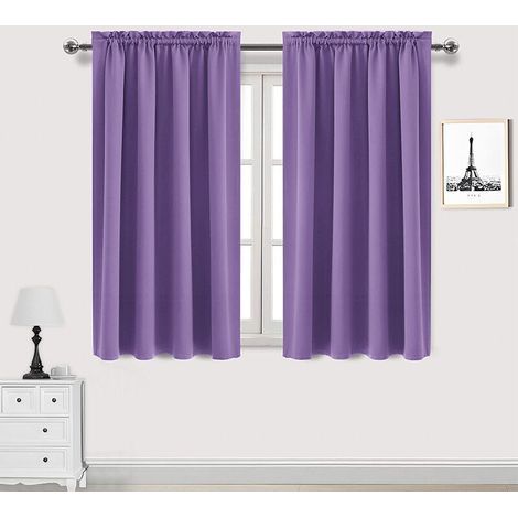 Lot de 2 Rideau Passe Tringle Tenture Opaque Décoration de Petite Fenêtre Chambre Placard/Porte/Cuisine, L96 x H114cm, Beige (1/4)