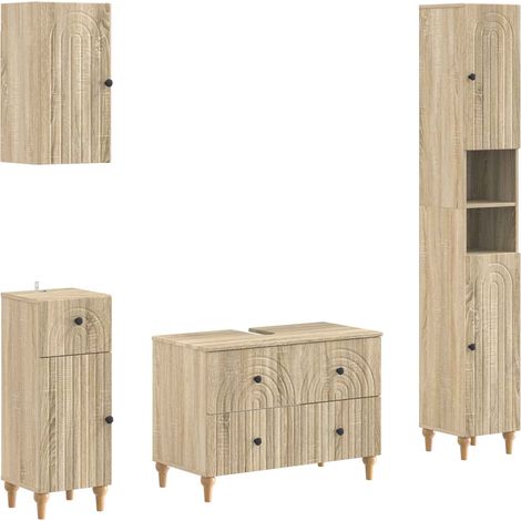 Maison Exclusive - Set di Mobili da Bagno da 4 Pezzi ALKMAAR Rovere Sonoma (1/5)