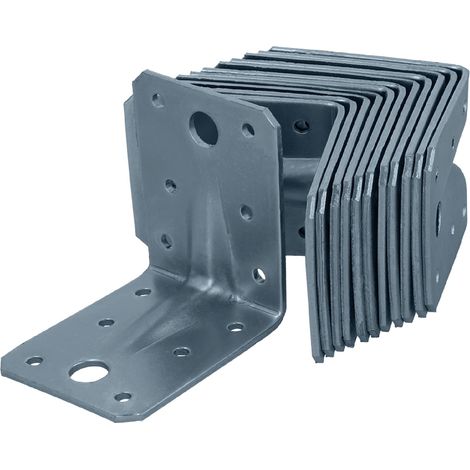 HELPMATE - 12 collegamenti angolari con nervatura 70x70x55 mm - Connettore per legno con zincatura galvanizzata e passivato blu - Squadretta perforata con protezione anticorrosione eccellente