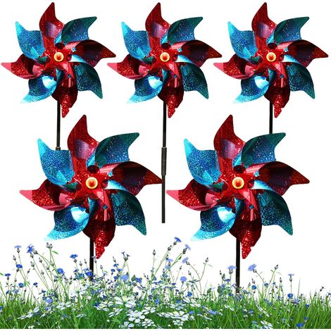 5 Moulin à vent,effaroucheur d'oiseaux,réfléchissant,décoration jardin,PVC,arc-en-ciel (1/5)