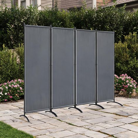 Clôture de jardin gris en poliéster métal 221 x 50 x 172 cm (1/5)
