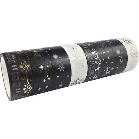 Ruban adhésif décoratif Washi, lot de 4 rubans argentés et 4 rubans dorés (1/4)