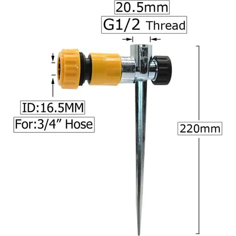 (C) Arroseur d'eau 1/2 pouce, tige fixe en métal, support, buse de pulvérisation, piquet métallique pour l'irrigation (1/5)