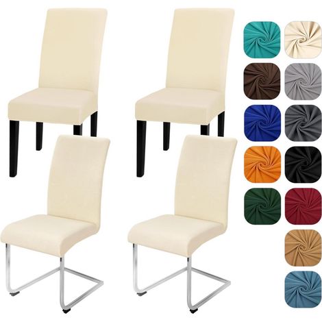 Stuhlhussen 4er Set, Stretch, abnehmbar, waschbar, beige (1/5)