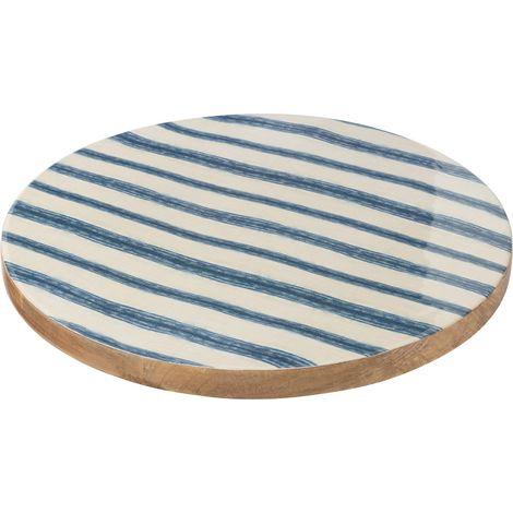 Plateau Tournant en Bois "Aurelio" 45cm Bleu & Blanc