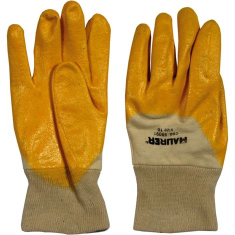GUANTI LAVORO NITRILE GIALLO TG.10" MAURER LEGGERI - CF. CAVALI