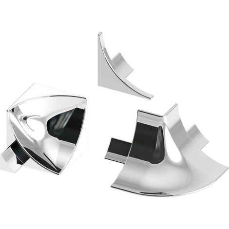 alfer Zubehör-Set 8 mm 8 mm PVC (Kunststoff) glatt Chrom Optik Sockelleiste