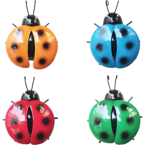 Coccinelle Métallique - Décoration Jardin Extérieur Intérieur - 4 Pièces - 13 cm - Fer - Pour Mur Clôture Porche - Lot de 4 (1/5)