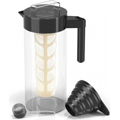 Cafetière à thé glacé de 1,3 l et pichet avec carafe en verre borosilicate, filtre, noir (1/5)