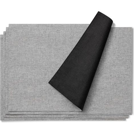 Lot de 4 Sets de table, Tissu imitation lin réversible, 48x33 cm, Pour salle à manger et cuisine (1/5)