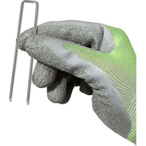 Confezione da 50 picchetti di fissaggio in acciaio inox zincato, alti 150 mm, lunghi 25 mm, con diametro di 2,9 mm. (1/3)