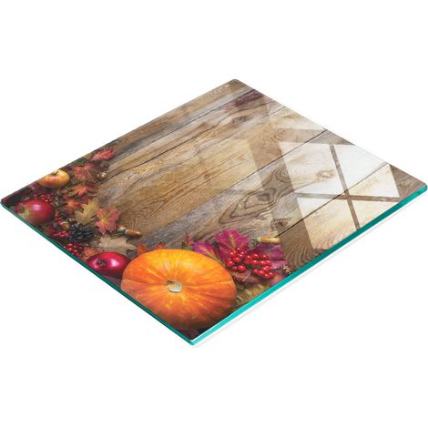 Tabla decorativa de cristal para servir aperitivos con dise帽o de hojas de calabaza, 60x52 cm. (1/5)