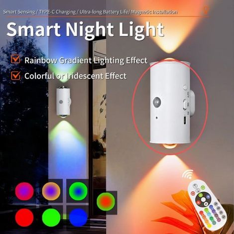 Dos luces nocturnas LED enchufables，un rango de brillo de 5 a 300 lúmenes，brillo ajustable y una temperatura de color de 2700 K (1/4)