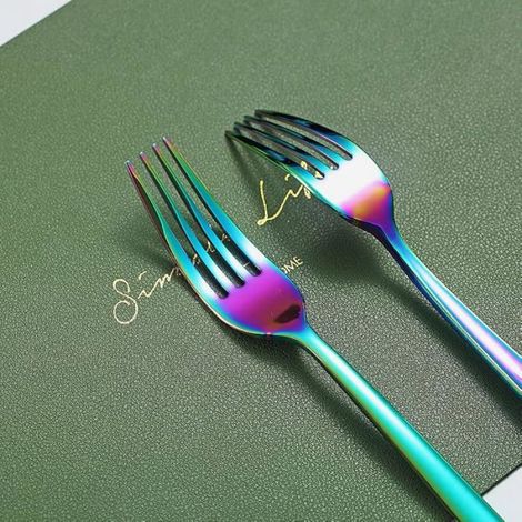 Fourchette De Table - Inoxydable - 20 3 Cm - Lot De 6 Pieces - Arc En Ciel Titane (1/5)