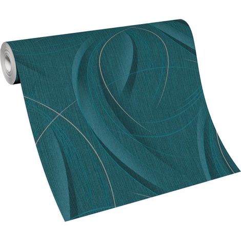Papier peint graphique bleu et jaune – Tapisserie moderne à motif géométrique – Résistant à l'humidité pour salle de bain et cuisine – Bricoflor (1/5)