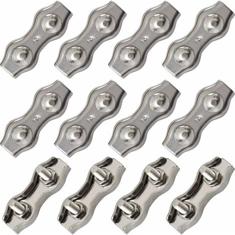 Stainless Steel Duplex Cable Clamp, M2 Rope Connector, Wire Rope Clamp for 1.5mm Steel Cable, 12pcs (1/5)