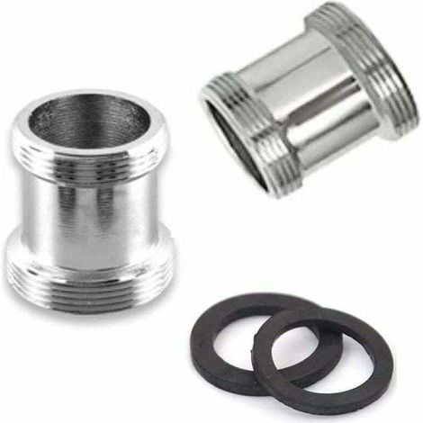 Set mit 2 Messing-Wasserhahnadaptern, 22 mm NPT Außengewinde auf Außengewinde, Wasserhahn-Luftsprudleranschluss für Spültischarmatur, Wasserfilter, Luftsprudler (M18 - M22) (1/5)